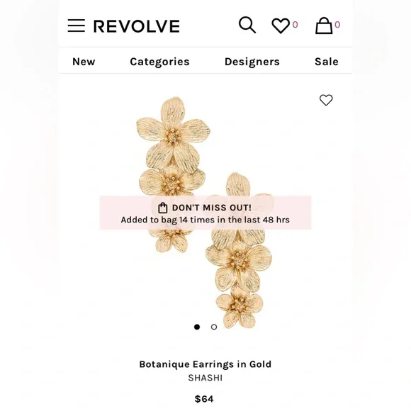 NEW Anthropologie Shashi "Botanique" Flower Design Gold Drop Earrings - Picture 12 of 15